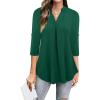 imageNinedaily Womens Tops Dressy Casual 34 Sleeve V Neck Chiffon Shirt Work BlousesGreen
