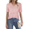 imageNinedaily Womens Tops Short Sleeve Sweater Knit TShirts Dressy Casual BlousesPink