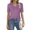 imageNinedaily Womens Tops Short Sleeve Sweater Knit TShirts Dressy Casual BlousesPurple