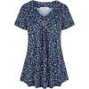 imageNinedaily Womens Tunic Summer Short Sleeve Top Loose V Neck Dressy Shirt BlouseNavy Floral