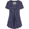 imageNinedaily Womens Tunic Summer Short Sleeve Top Loose V Neck Dressy Shirt BlouseNavywhite Polka Dot