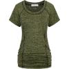 imageNinedaily Womens Workout Top Running Yoga Shirt Summer Short Sleeve Casual TunicArmygreen