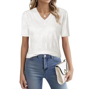 imageNinedaily Womens Tops Short Sleeve Sweater Knit TShirts Dressy Casual BlousesOffwhite