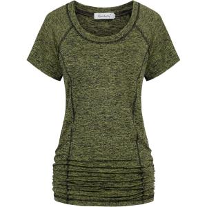 imageNinedaily Womens Workout Top Running Yoga Shirt Summer Short Sleeve Casual TunicArmygreen