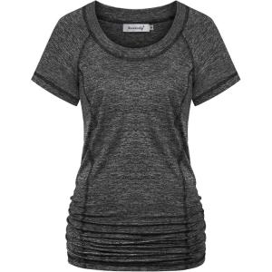 imageNinedaily Womens Workout Top Running Yoga Shirt Summer Short Sleeve Casual TunicBlack