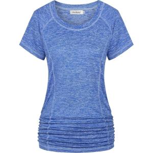 imageNinedaily Womens Workout Top Running Yoga Shirt Summer Short Sleeve Casual TunicBlue