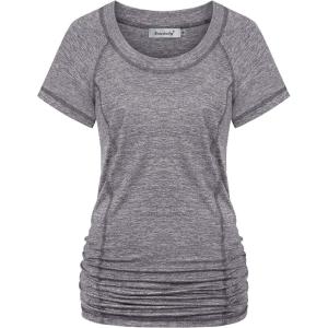 imageNinedaily Womens Workout Top Running Yoga Shirt Summer Short Sleeve Casual TunicGray