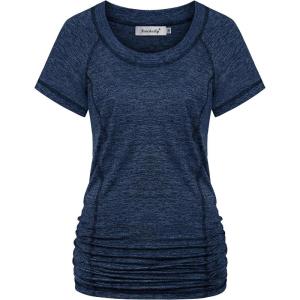 imageNinedaily Womens Workout Top Running Yoga Shirt Summer Short Sleeve Casual TunicNavy