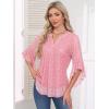 imageNinedaily Womens Tops 34 Sleeve Dressy Casual Blouses Double Layers V Neck ShirtFloral Pink
