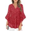 imageNinedaily Womens Tops 34 Sleeve Dressy Casual Blouses Double Layers V Neck ShirtFloral Red