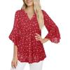 imageNinedaily Womens Tops 34 Sleeve Dressy Casual Blouses Double Layers V Neck ShirtFloral Red