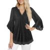 imageNinedaily Womens Tops 34 Sleeve Dressy Casual Blouses Double Layers V Neck ShirtSparkly Black