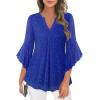 imageNinedaily Womens Tops 34 Sleeve Dressy Casual Blouses Double Layers V Neck ShirtSparkly Blue