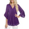 imageNinedaily Womens Tops 34 Sleeve Dressy Casual Blouses Double Layers V Neck ShirtSparkly Purple