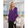 imageNinedaily Womens Tops 34 Sleeve Dressy Casual Blouses Double Layers V Neck ShirtSparkly Purple