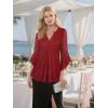 imageNinedaily Womens Tops 34 Sleeve Dressy Casual Blouses Double Layers V Neck ShirtSparkly Red