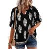 imageNinedaily Womens Summer Tops Boho Outfits Short Sleeve V Neck Shirt Casual Floral Blouses Vacation ClothesBlack