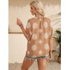 imageNinedaily Womens Summer Tops Boho Outfits Short Sleeve V Neck Shirt Casual Floral Blouses Vacation ClothesBrown