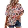 imageNinedaily Womens Summer Tops Boho Outfits Short Sleeve V Neck Shirt Casual Floral Blouses Vacation ClothesMulticoloured Floral