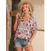 imageNinedaily Womens Summer Tops Boho Outfits Short Sleeve V Neck Shirt Casual Floral Blouses Vacation ClothesMulticoloured Floral
