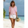 imageNinedaily Womens Summer Tops Boho Outfits Short Sleeve V Neck Shirt Casual Floral Blouses Vacation ClothesRed Stripes