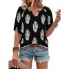 imageNinedaily Womens Summer Tops Boho Outfits Short Sleeve V Neck Shirt Casual Floral Blouses Vacation ClothesBlack