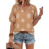 imageNinedaily Womens Summer Tops Boho Outfits Short Sleeve V Neck Shirt Casual Floral Blouses Vacation ClothesBrown