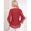 imageNinedaily Womens Sparkly Tops 34 Sleeve Dressy Casual Sequin Blouses Double Layers Loose V Neck ShirtFloral Red