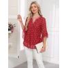 imageNinedaily Womens Sparkly Tops 34 Sleeve Dressy Casual Sequin Blouses Double Layers Loose V Neck ShirtFloral Red