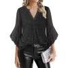 imageNinedaily Womens Sparkly Tops 34 Sleeve Dressy Casual Sequin Blouses Double Layers Loose V Neck ShirtSparkly Black