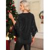 imageNinedaily Womens Sparkly Tops 34 Sleeve Dressy Casual Sequin Blouses Double Layers Loose V Neck ShirtSparkly Black