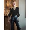 imageNinedaily Womens Sparkly Tops 34 Sleeve Dressy Casual Sequin Blouses Double Layers Loose V Neck ShirtSparkly Black