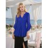 imageNinedaily Womens Sparkly Tops 34 Sleeve Dressy Casual Sequin Blouses Double Layers Loose V Neck ShirtSparkly Blue