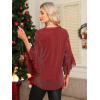 imageNinedaily Womens Sparkly Tops 34 Sleeve Dressy Casual Sequin Blouses Double Layers Loose V Neck ShirtSparkly Red
