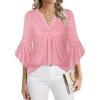 imageNinedaily Womens Sparkly Tops 34 Sleeve Dressy Casual Sequin Blouses Double Layers Loose V Neck ShirtFloral Pink