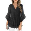 imageNinedaily Womens Sparkly Tops 34 Sleeve Dressy Casual Sequin Blouses Double Layers Loose V Neck ShirtSparkly Black