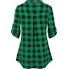 image:imageNinedaily Womens 34 Sleeve Plaid Shirts Zip Floral Casual Tunic Blouse TopsBlack Green Plaid