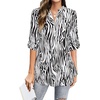 image:imageNinedaily Womens 34 Sleeve Plaid Shirts Zip Floral Casual Tunic Blouse TopsZebra Floral