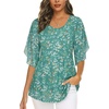 image:imageNinedaily Womens Tops 34 Sleeve Blouses Dressy Casual Double Layers Mesh Tunic ShirtsGreen