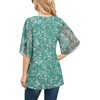 image:imageNinedaily Womens Tops 34 Sleeve Blouses Dressy Casual Double Layers Mesh Tunic ShirtsGreen