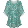 image:imageNinedaily Womens Tops 34 Sleeve Blouses Dressy Casual Double Layers Mesh Tunic ShirtsGreen