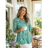 image:imageNinedaily Womens Tops 34 Sleeve Blouses Dressy Casual Double Layers Mesh Tunic ShirtsGreen