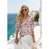image:imageNinedaily Womens Tops 34 Sleeve Blouses Dressy Casual Double Layers Mesh Tunic ShirtsMulticoloured