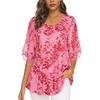 image:imageNinedaily Womens Tops 34 Sleeve Blouses Dressy Casual Double Layers Mesh Tunic ShirtsPink