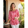 image:imageNinedaily Womens Tops 34 Sleeve Blouses Dressy Casual Double Layers Mesh Tunic ShirtsPink