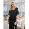 image:imageNinedaily Womens Tops 34 Sleeve Blouses Dressy Casual Double Layers Mesh Tunic ShirtsSparkly Black