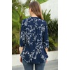 image:imageNinedaily Womens Tops Dressy Casual 34 Sleeve V Neck Chiffon Shirt Work BlousesNavy White Floral
