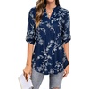 image:imageNinedaily Womens Tops Dressy Casual 34 Sleeve V Neck Chiffon Shirt Work BlousesNavy White Floral