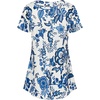 image:imageNinedaily Womens Tunic Summer Short Sleeve Top Loose V Neck Dressy Shirt BlouseBlue Floral