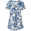 image:imageNinedaily Womens Tunic Summer Short Sleeve Top Loose V Neck Dressy Shirt BlouseBlue Floral